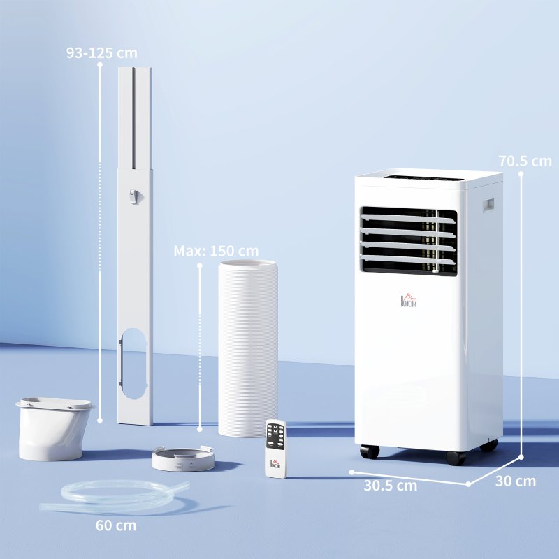 HOMCOM 5000 BTU Air Conditioning Unit, 3-in-1 Portable Air Conditioner, Dehumidifier, Cooling Fan with 2 Speeds, 24H Timer, Remote Control, Digital Display, Window Venting Kit, 18m²