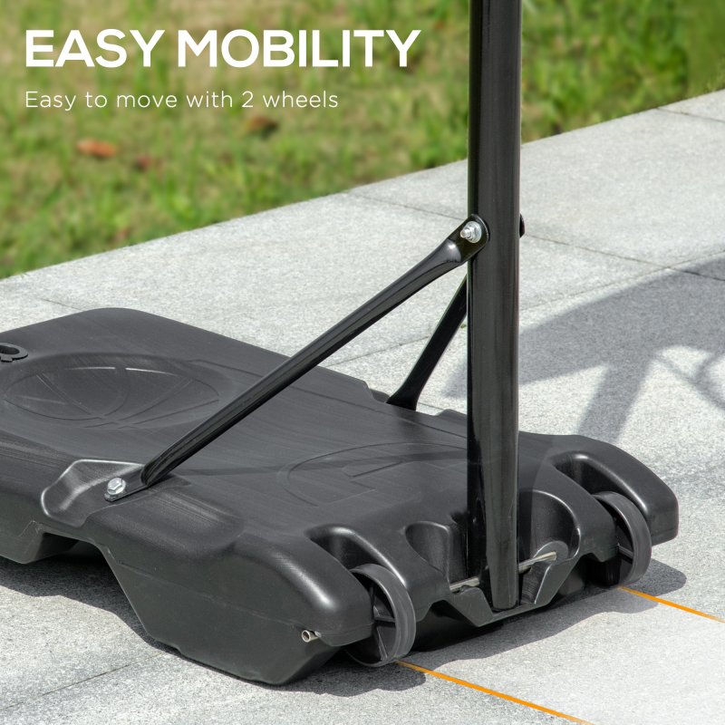 HOMCOM Basketball Hoop and Stand with PE Backboard and Weight Base Height Adjustable 1.6-2.1m Portable on Wheels, Blue