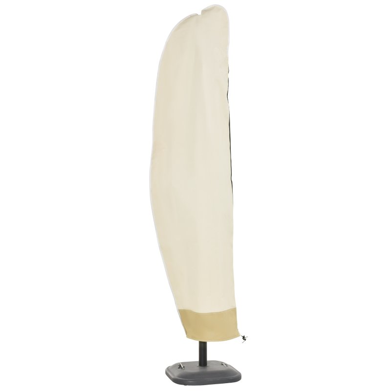 Outsunny Parasol Cover, 600D Oxford Cantilever Umbrella Cover Fit for 2-4m Parasol, Banana Umbrella Protector with Zipper for Outdoor Garden, Patio, White