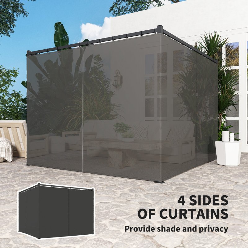Outsunny 3 x 3(m) Pergola with Retractable Roof Canopy and Curtains, Metal Frame Garden Gazebo Outdoor Sun Shade Shelter for Grill, Patio, Deck, Charcoal Grey