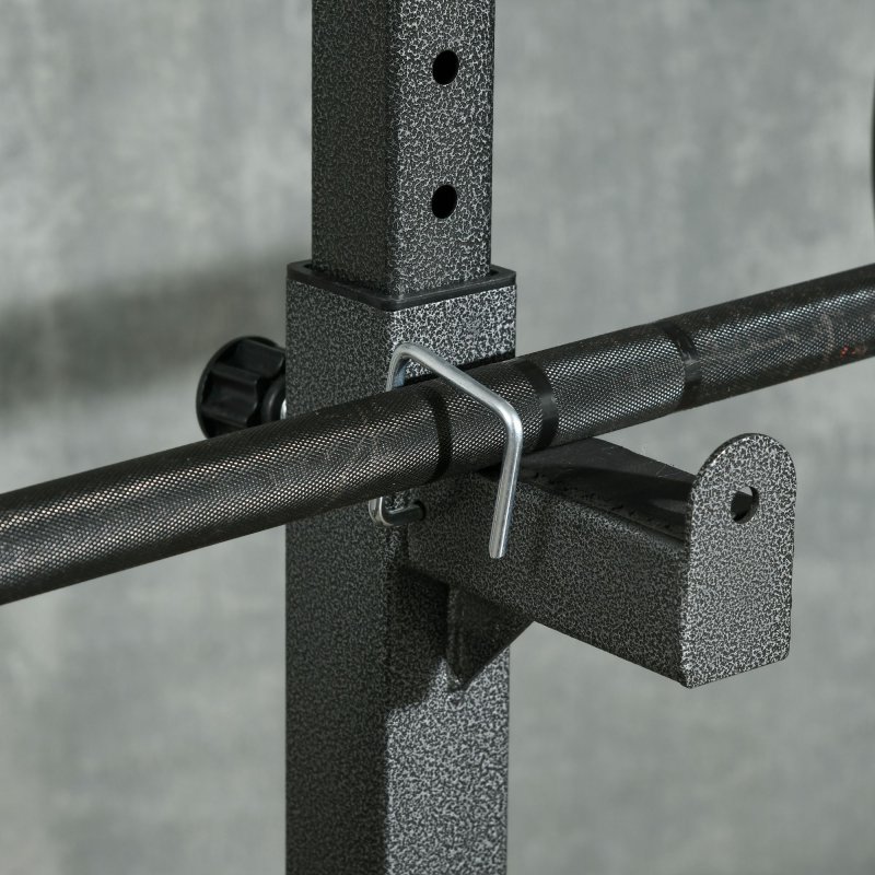 SPORTNOW Heavy-Duty Squat Rack, Adjustable Barbell Rack with Dip Station, Multi-Function Weight Lifting, for Home, Gym, Max Load 150kg - Black