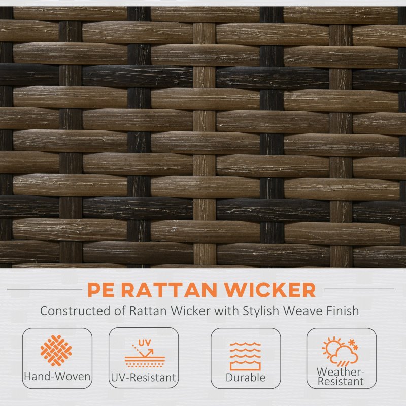 Outsunny 4 Seater Rattan Corner Sofa Set, Wicker Rattan Garden Furniture Set with Loveseats, Tables, Cushions for Outdoor, Patio, Orange