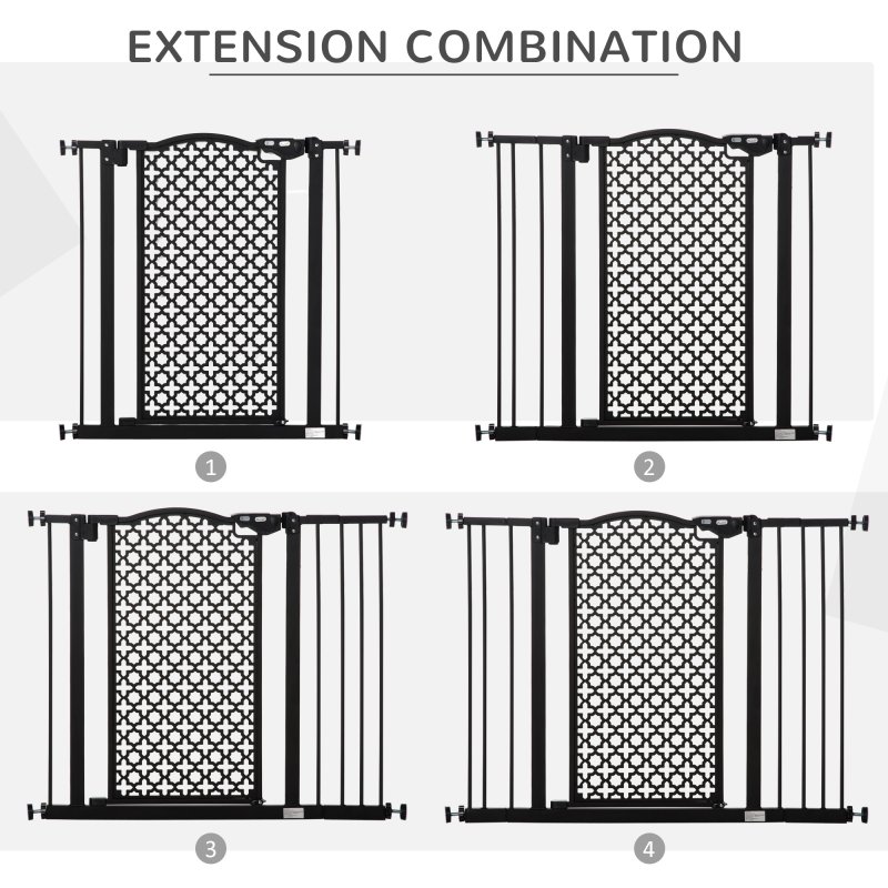 PawHut 74-105 cm Pressure Fit Safety Gate for Doorways and Staircases, Dog Gate, Pet Barrier for Hallways with Auto Close, Double Locking, 2 Extensions