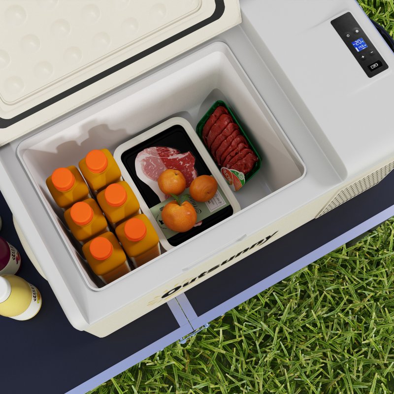 Outsunny 16L Car Refrigerator,  Portable Compressor Camping Fridge Freezer with 12/24V DC and 100-240V AC for Car, RV and Camping Use, Down to -20°C, Khaki