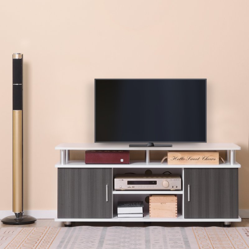 HOMCOM TV Cabinet Unit for TVs up to 50'' with Storage Shelf and Cupboards, Living Room Entertainment Center Media Console