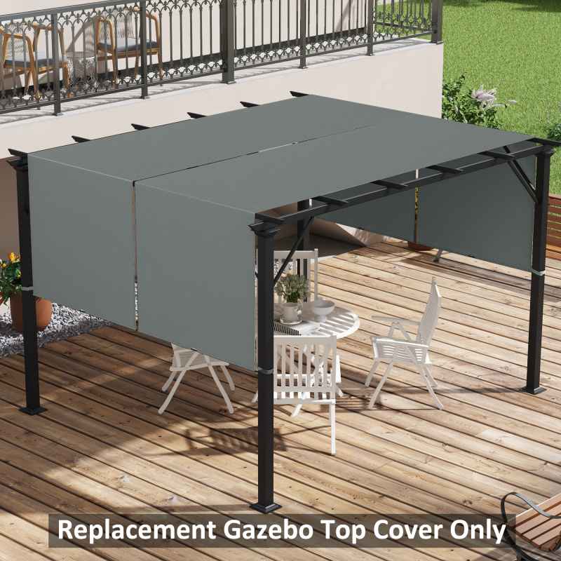 Outsunny 2 PCS Pergola Canopy Replacement, 4.9 x 1.2m UV Protection Pergola Cover, Easy to Install, for 3 x 3(m) Pergola, Dark Grey