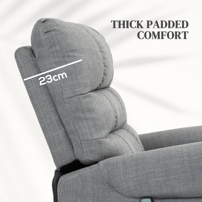 HOMCOM Power Lift Chair for Elderly, Electric Recliner Armchair with Massage and Heat, Type C and USB Ports, Fabric Riser and Reclining Chair with Side Pockets, Grey