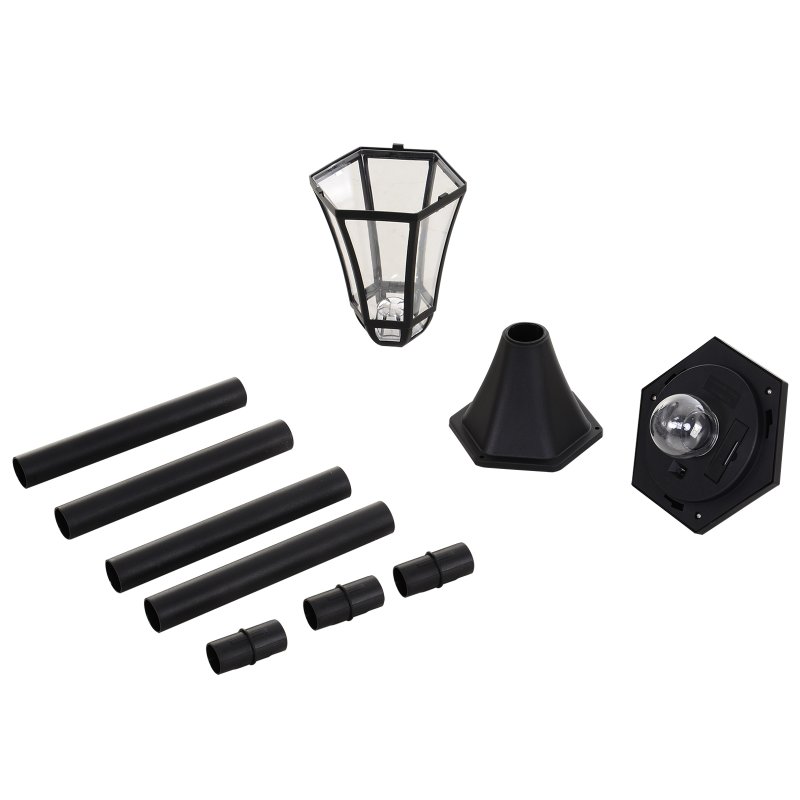 Outsunny 2 PCS 1.3M Garden Solar Lamp Post Lights Solar Powered LED Lantern Patio Pathway Walkway Outdoor Water-Resist Auto Switch 6 Hours Black