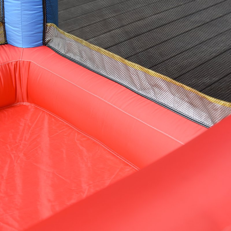 Outsunny Kids Bouncy Castle House Inflatable Trampoline Slide Water Pool Basket 4 in 1 with Blower Basketball Hoop for Kids Age 3-8 Castle Design 2.8 x 2.6 x 2.1m