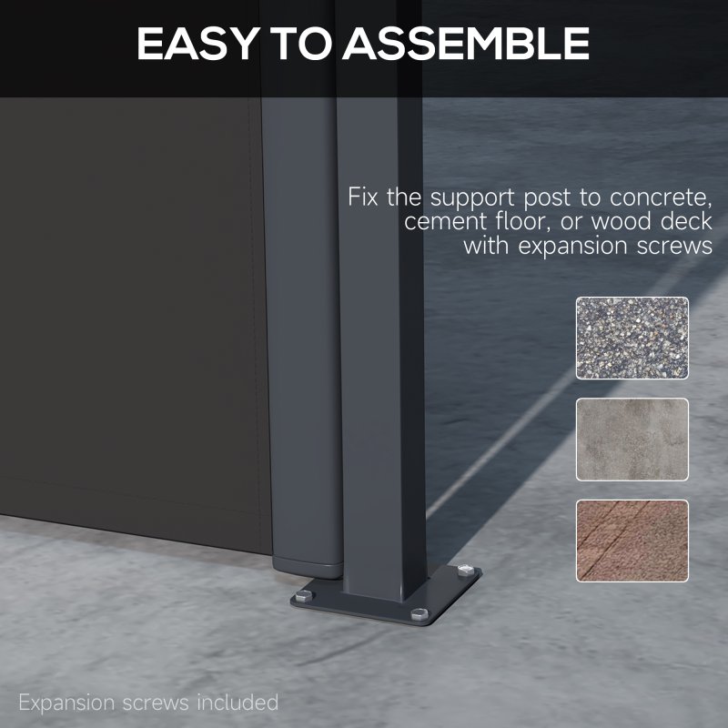 Outsunny Retractable Side Awning, Garden Privacy Screen Divider, Full Cassette Wind Breaker for Hot Tub, Balcony, Terrace, Pool, 400 x 160cm, Black