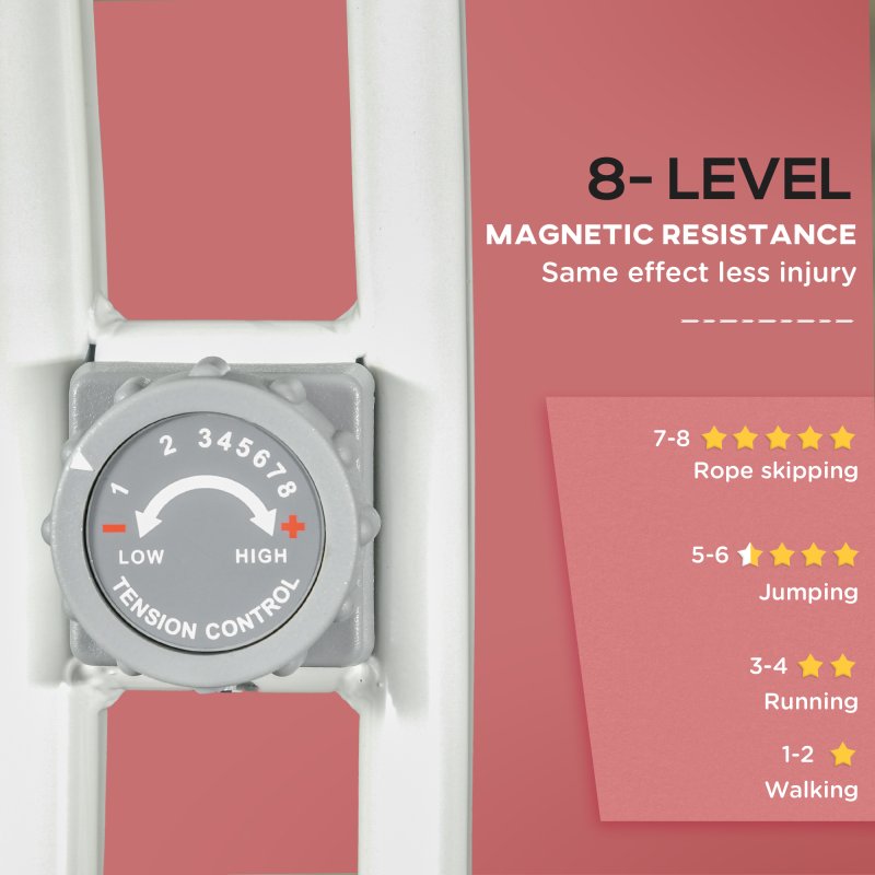 HOMCOM Folding Exercise Bike, 8-Level Magnetic Resistance, Indoor Stationary Bike, Upright Fitness Bike with Backrest Tablet Holder, 5-Level Adjustable Seat Height - White