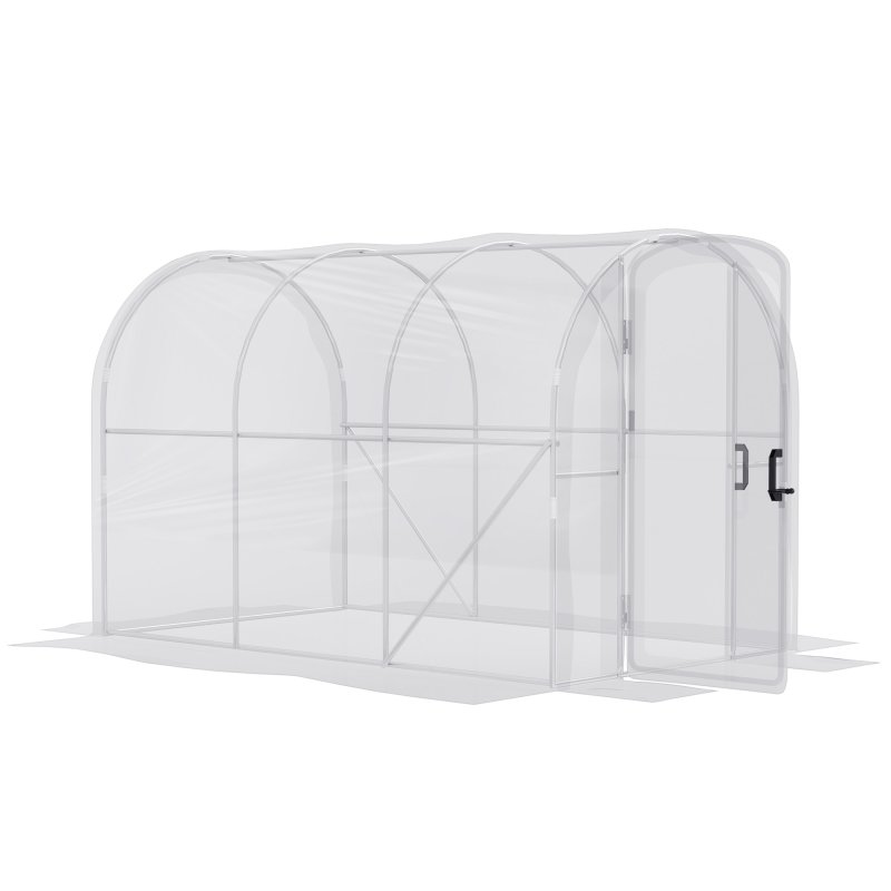 Outsunny 3 x 2 x 2m Polytunnel Greenhouse with 2 Hinged Door, Walk-in Grow House Tent with PE Cover and Galvanised Steel Frame, Clear