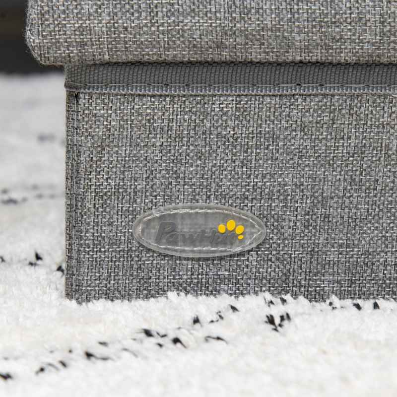 PawHut 3 Step Dog Steps with Storage Boxes, Cat Stairs for Bed, Pet Ladder for Couch, Sofa - Light Grey