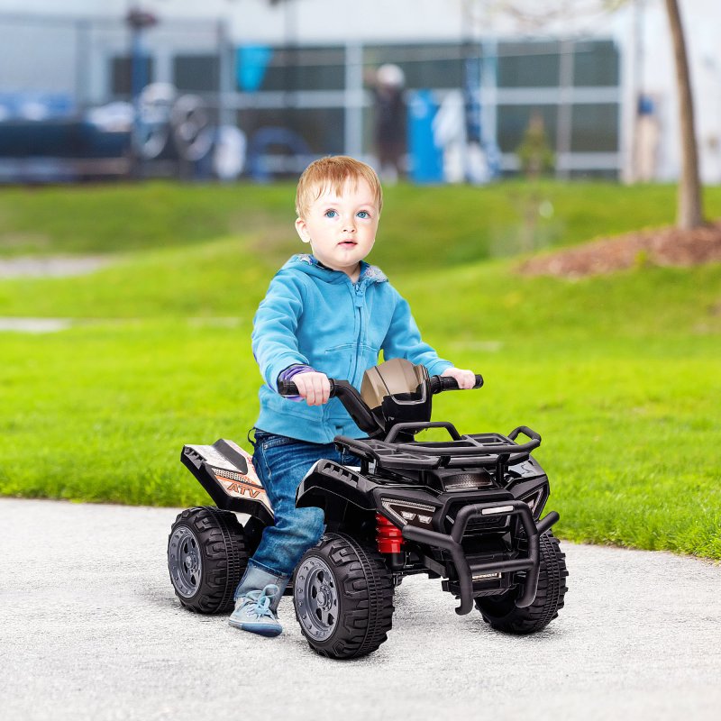 HOMCOM 6V Kids Electric Ride on Car Toddlers Quad Bike All Terrain Vehicle Toy With Music for 18-36 months Black
