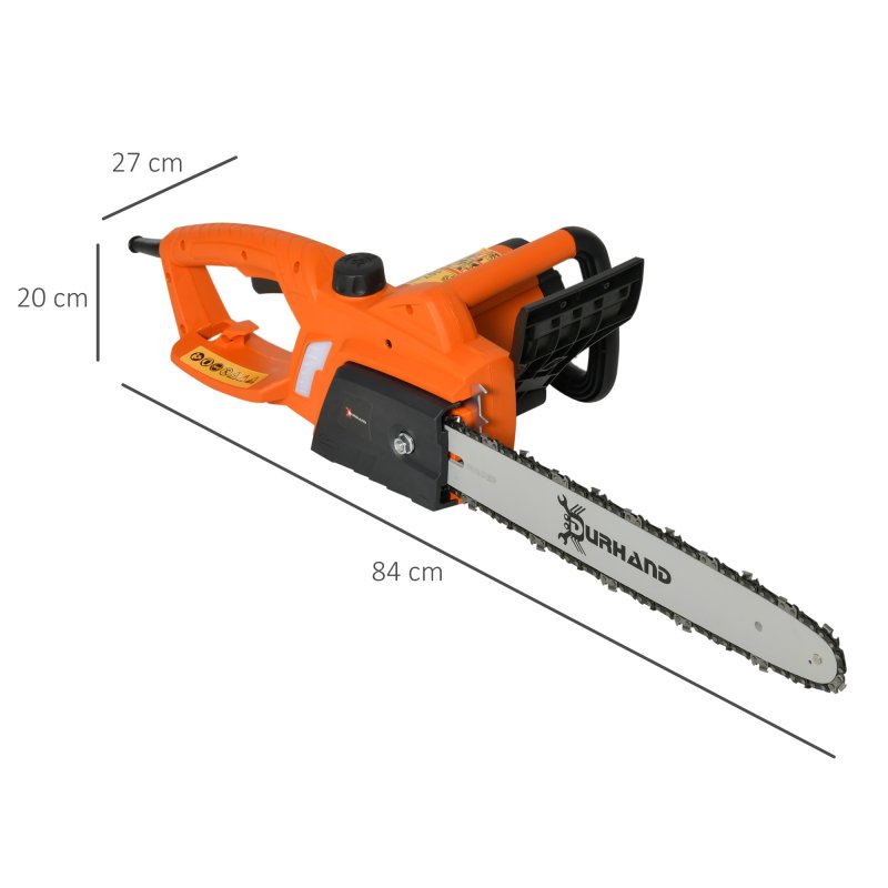 DURHAND Aluminium Chainsaw with Double Brake Protection and Blade Cover, 2000 W, 40 cm, for Wood, Trees and Branches, Orange