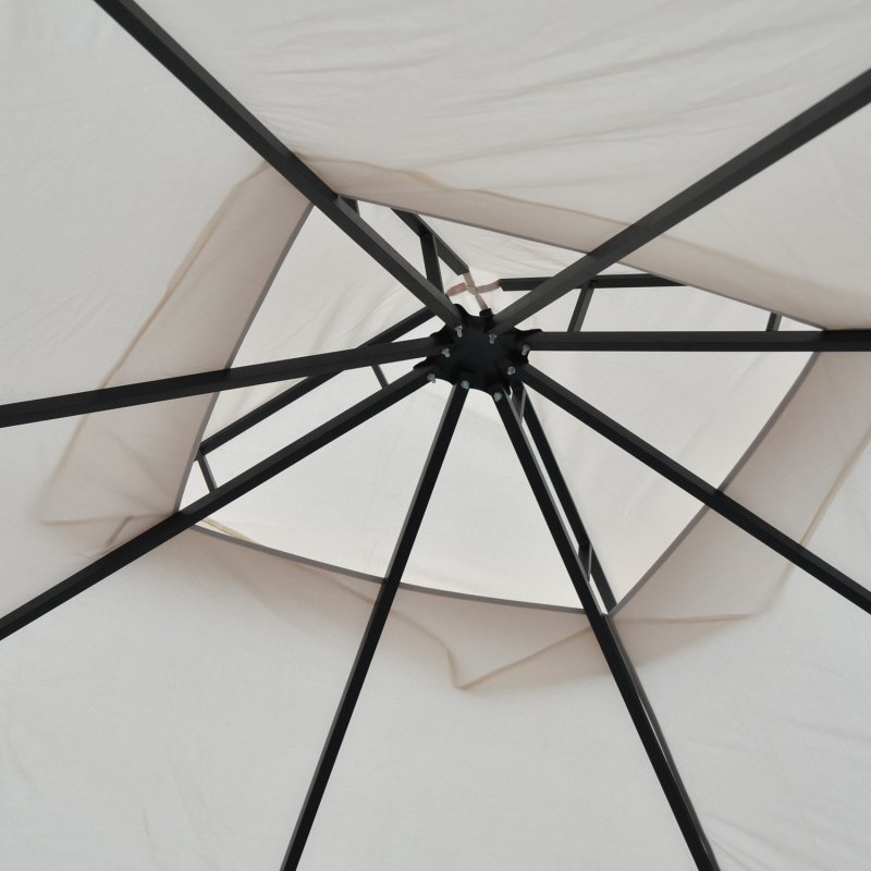 Outsunny 3 x 3m Garden Gazebo Patio Party Tent Shelter Outdoor Canopy Double Tier Sun Shade with Metal Frame and Netting, Beige