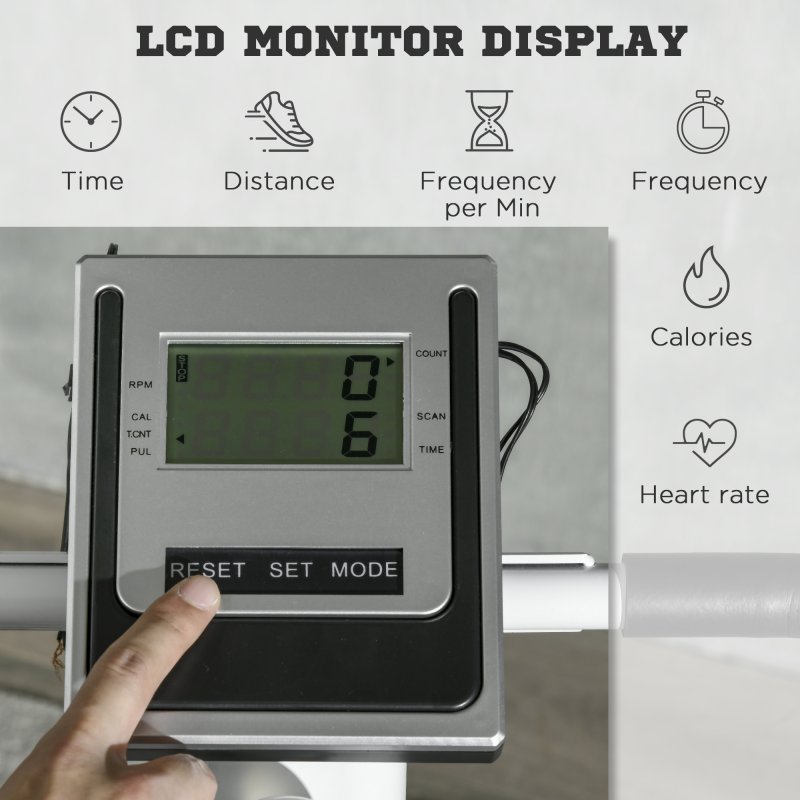 SPORTNOW Foldable Stepper Machine with 12-Level Hydraulic Resistance, Step Machine Exerciser with LCD Monitor and Drink Holder, for Home Fitness Workout, White and Black