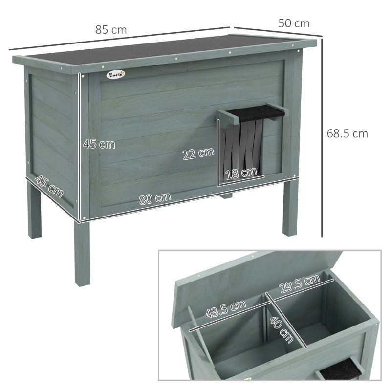 PawHut Outdoor Cat House, Feral Insulate Wooden Kitten House with Removable Floor, Water-Resistant Openable Roof, 85 x 50 x 68.5cm - Charcoal Grey