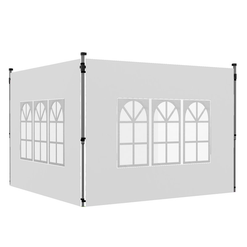 Outsunny Gazebo Side Panels with Window for 3x3(m) or 3x4m Pop Up Gazebo, 2 Pack Sides Replacement, White