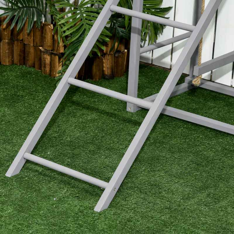 PawHut Chicken Activity Play with Swing Set, Wooden Chicken Coop Accessory with Multiple Chicken Perches & Hen Ladder for 3-4 Chickens, Grey