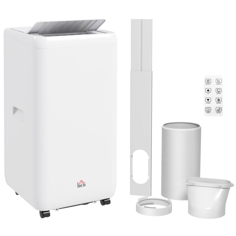 HOMCOM 12000 BTU Portable Air Conditioner, 5 in 1 Air Conditioning Unit, Dehumidifier with Remote, LED Display, 2 Speeds, 24H Timer, Child Lock, Window Venting Kit, 35m², A Energy Efficiency
