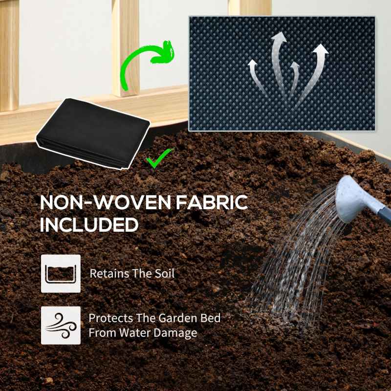 Outsunny Wooden Planters with Trellis for Vine Climbing, Raised Beds for Garden Patio, Outdoor Planter Box for Vegetables, Flowers, Herbs, Distressed Natural Tone