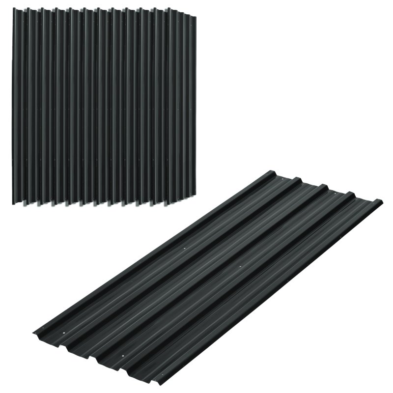 Outsunny Corrugated Roofing Sheets, Pack of 12, Galvanised Metal Roofing Sheets for Greenhouse, Garage, Storage Shed, Carport, 129 x 45cm, Dark Grey