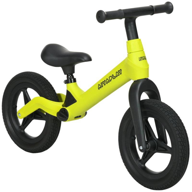 AIYAPLAY 12" Balance Bike with Adjustable Seat and Handlebar Training Bike with PU Wheels for Kids and Toddlers 2.5 to 5 Years Green