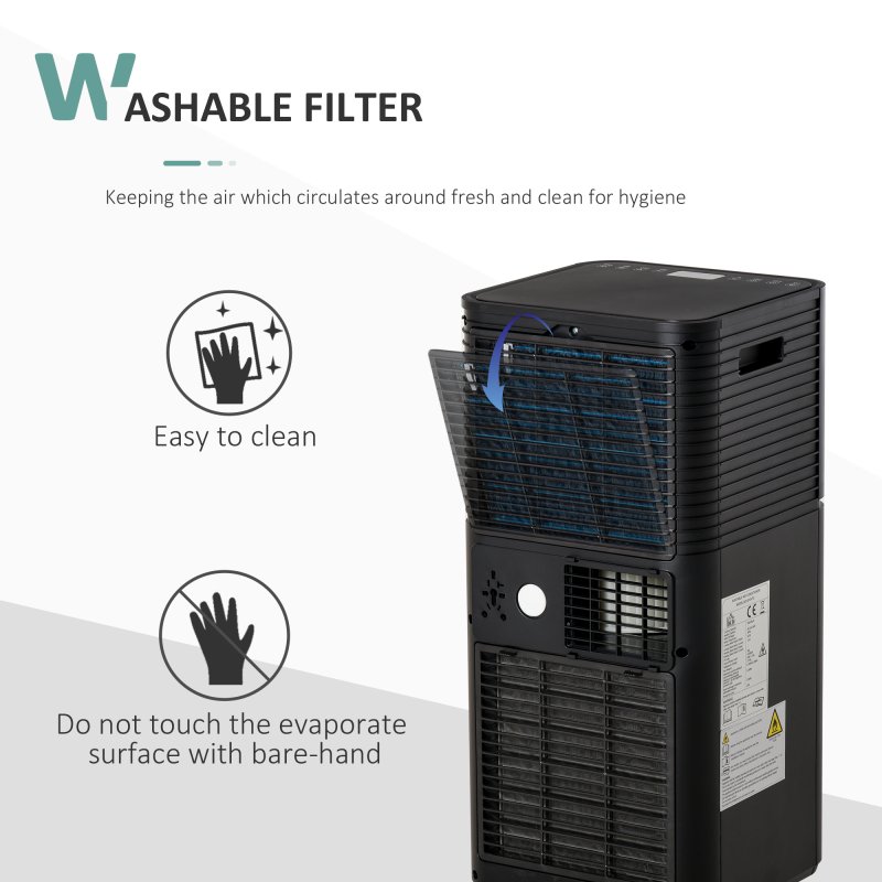 HOMCOM 5000 BTU 4-In-1 Portable Air Conditioner Unit Cooling Dehumidifying Ventilating for Room up to 18m², with Fan, Remote, 24H Timer, Window Mount Kit, R290, A Energy Efficiency