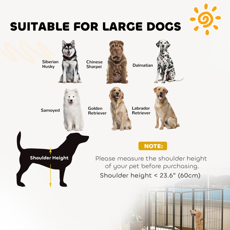 PawHut Dog Pen, 8 Panel Puppy Pen, Steel Dog Playpen, for Large Breeds, 100cm Tall, Black