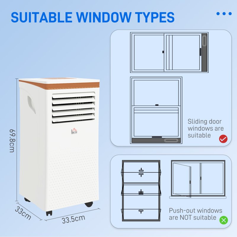 HOMCOM 10000 BTU Air Conditioning Unit, 3-in-1 Portable Air Conditioner, Dehumidifier, Cooling Fan with Remote, LED Display, 2 Speeds, 24H Timer, Window Venting Kit, 30m²