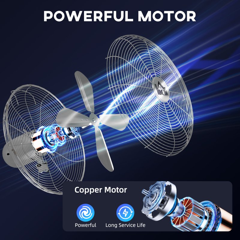 HOMCOM 16" Metal Pedestal Fan, Electric Standing Floor Fan, Oscillating, Adjustable Height, 3 Speed, 7.5H Timer, Remote Control, Sleep Mode, for Home Office Bedroom, Silver Tone