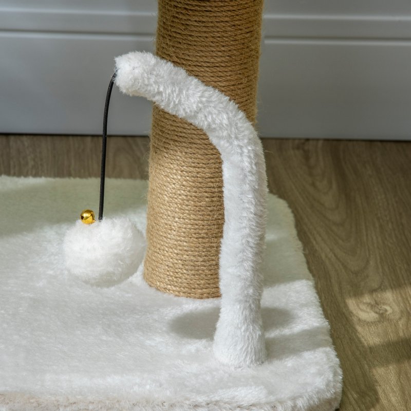 PawHut Cat Scratching Post Cat Tree Tower With Bed for Indoor Cats Scratcher Toy Balls 48 x 38 x 42cm - White