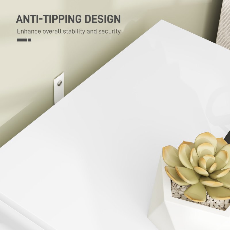 HOMCOM Bedside Table, Bedside Cabinet with 2 Drawers, Modern Side Table with Storage for Bedroom, Living Room, White