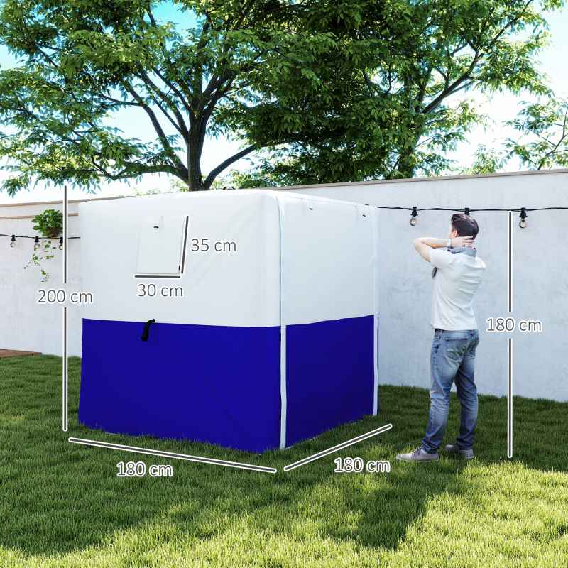 Outsunny Pop Up Gazebo with Sides, 2m x 2m Easy 1 Person Setup Party Tent with Carry Bag, Stakes, Ropes, Folding Multifunctional Instant Shelter, Dark Blue and White