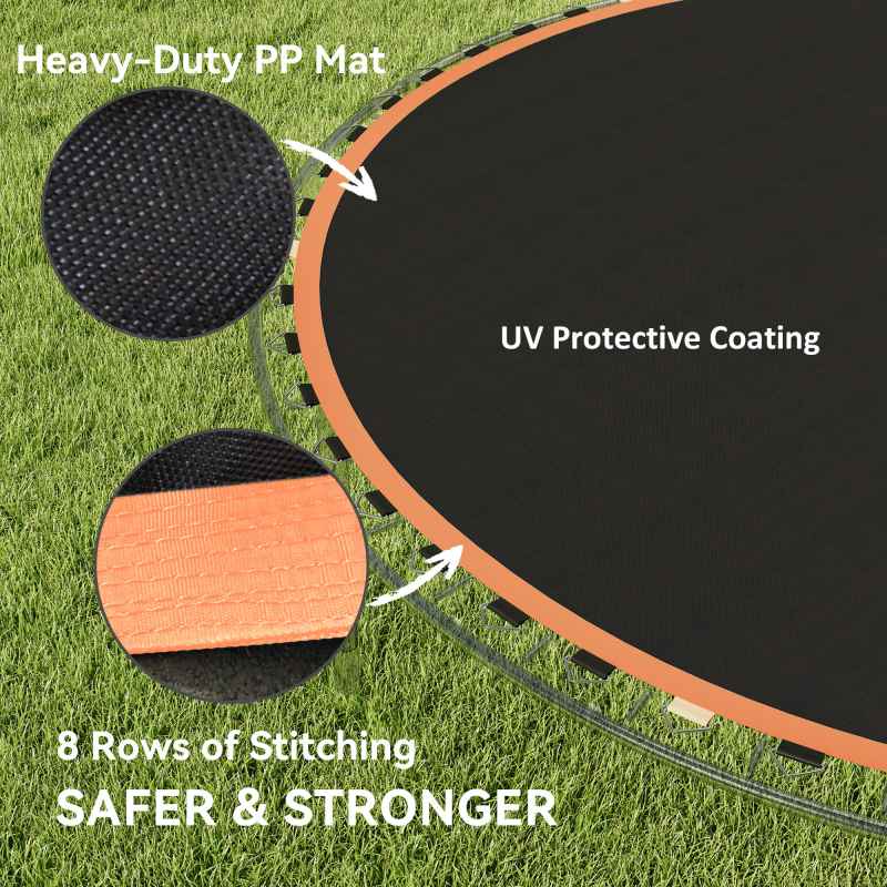 SPORTNOW Trampoline Replacement Mat with Eight Rows of Stitching, Spring Pull Tool, 54 V-Hooks, for 10ft Trampoline, Using 14cm Springs, Trampoline Jumping Mat, Orange