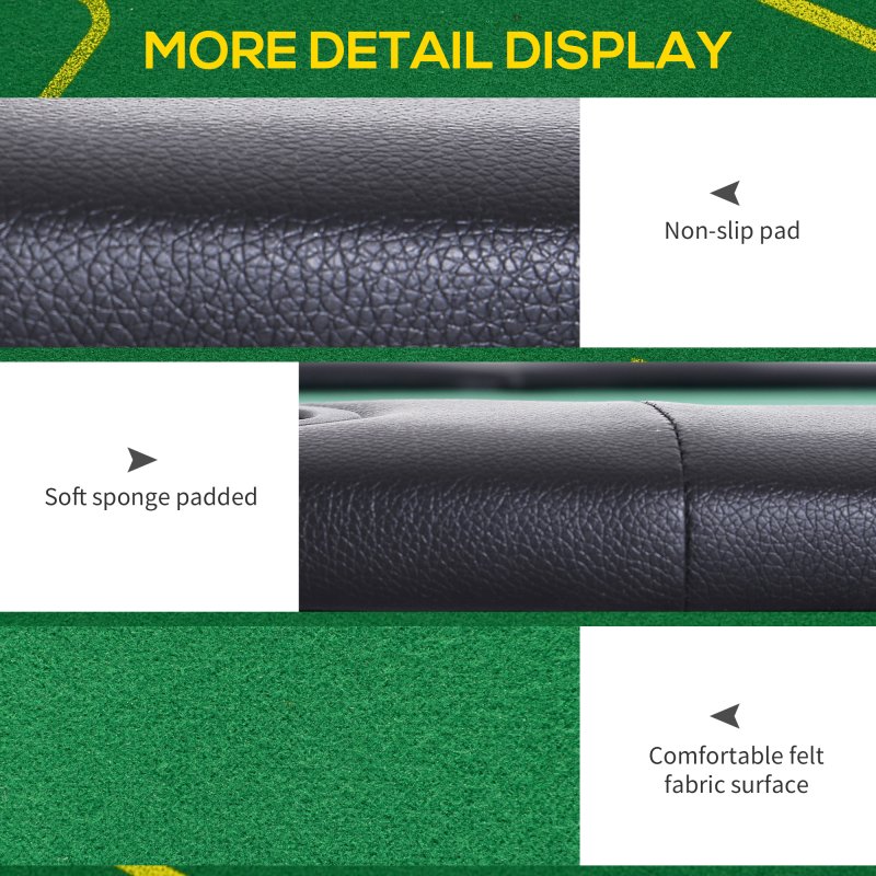 SPORTNOW Foldable Poker Mat for 10 Players, Oval Poker Table Top with Cup Holders, Portable Poker Table Cloth with Carrying Bag, 180 x 90cm - Green