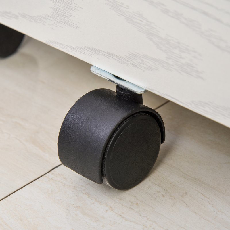 Vinsetto 2-Drawer Locking Office Filing Cabinet w/ 5 Wheels Rolling Storage Hanging A4 Cupboard Home Organisation White Wood Grain