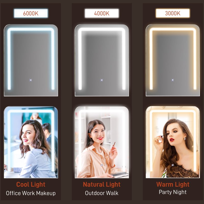 HOMCOM Dressing Table with Mirror, Cushioned Stool, 3 Colour LED Lights, Makeup Vanity Desk Set with Drawers and Open Shelves, Modern Dresser Vanity Table for Bedroom, White