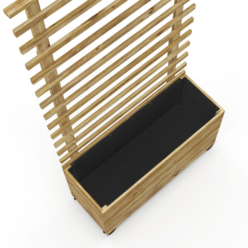 Outsunny Outdoor Wooden Planters with Trellis Free Standing Flower Raised Beds for Garden with 4 Wheels for Climbing Plants, 76 x 30 x 155cm, Natural