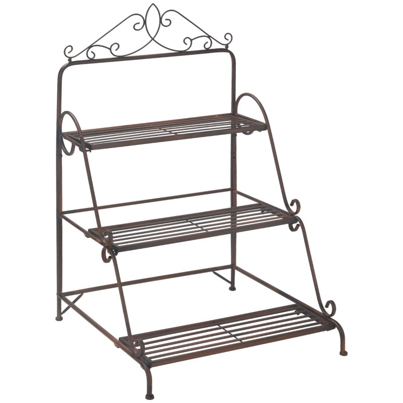 Outsunny 3 Tier Metal Plant Stand, Ladder Flower Pot Display Shelf, Storage Organiser Rack for Indoor Outdoor Patio Balcony Garden