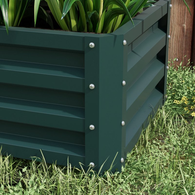 Outsunny Set of 2 Raised Garden Bed, Outdoor Planter Box with Galvanised Steel Frame for Growing Vegetables, Flowers and Herbs, 110 x 50 x 30cm, Green