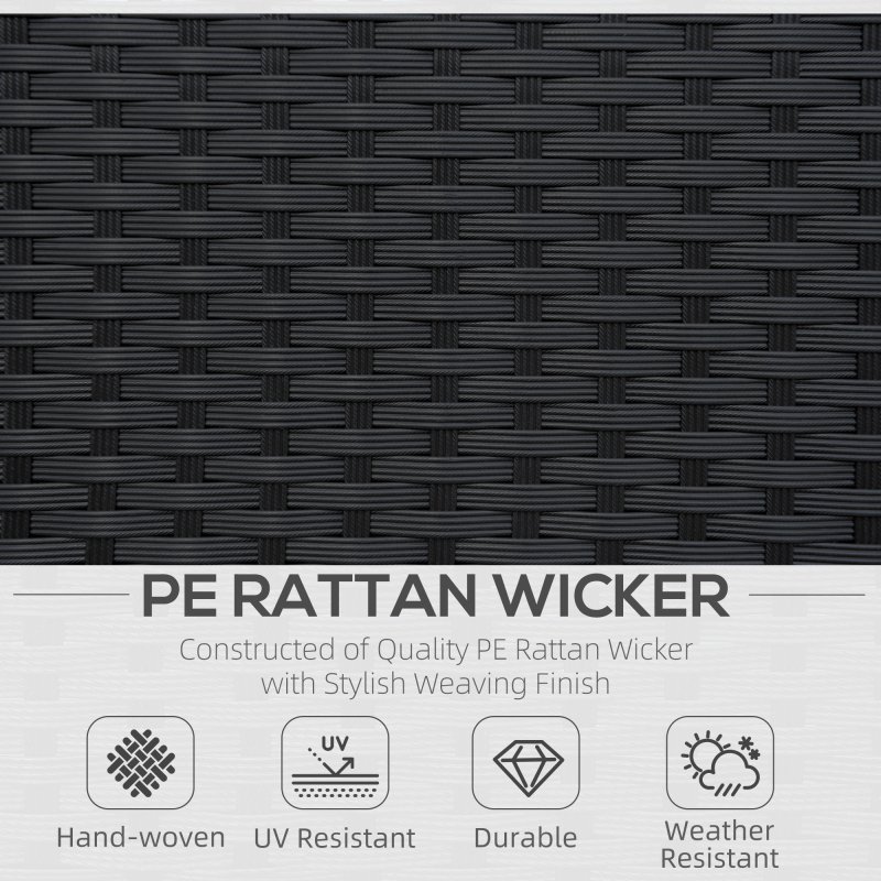 Outsunny Single Seater Rattan Chair, PE Wicker Garden Armchair with 10 cm Thickened Cushion, All-Weather Rattan Garden Chair with Armrests, Black