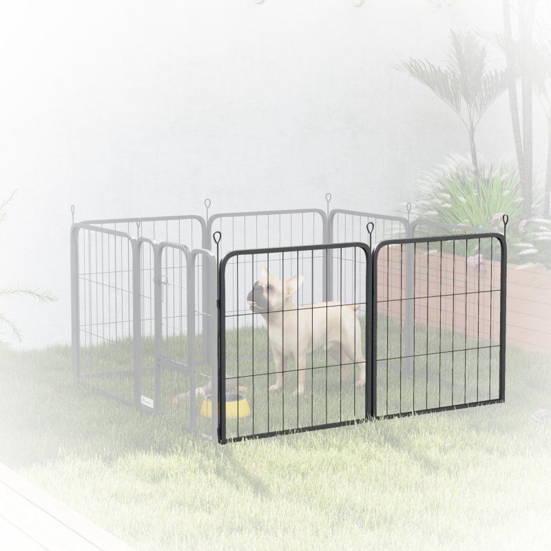 PawHut Dog Pen, 2 Panel Puppy Pen, Portable, Detachable, For Small Dogs, 60cm Tall, Black