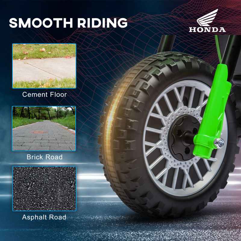 HOMCOM Honda Licensed 6V Kids Electric Motorbike, Three Wheel Ride On Motorcycle Car with Horn, Sound, for Ages 18-36 Months - Green