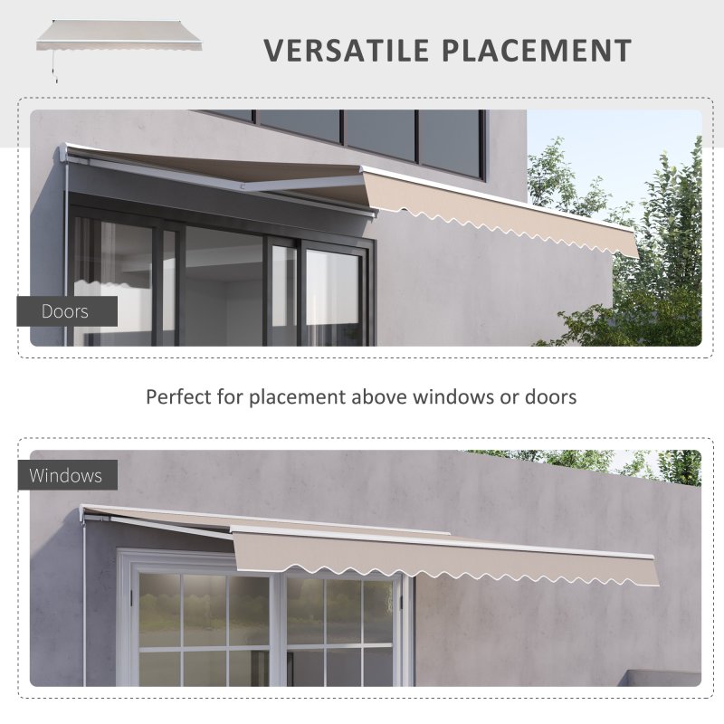 Outsunny 3 x 2.5m Electric Garden Door Awning Half Cassette Outdoor Retractable Canopy Patio Shelter w/ Remote Controller Cream White
