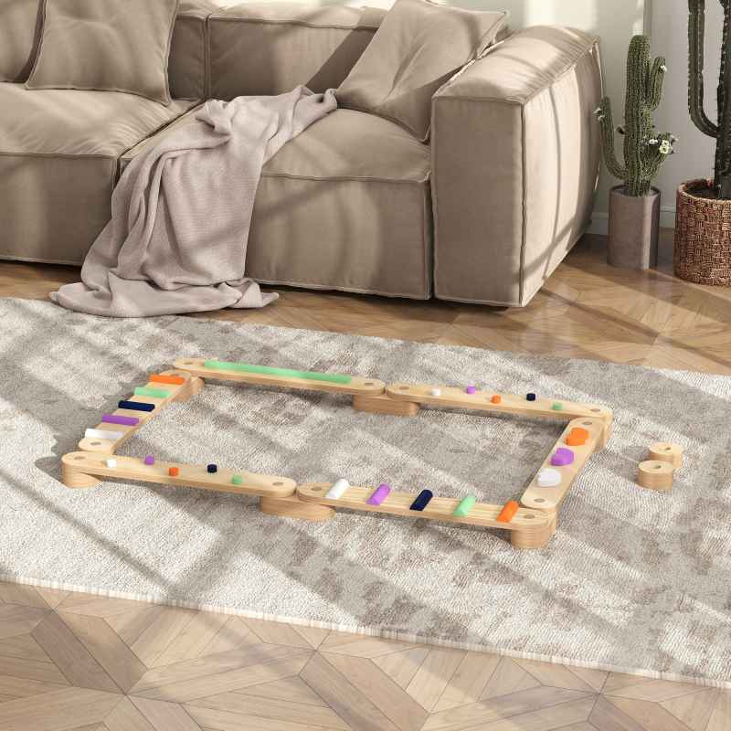 AIYAPLAY Wooden Balance Beam Board for Kids, Indoor Outdoor Play Equipment Build Coordination Agility and Strength, Toddler Obstacle Course for 3-8 Years
