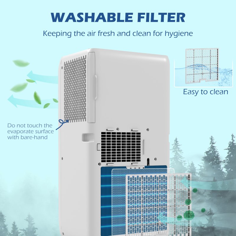 HOMCOM 7000 BTU Air Conditioning Unit, 3-in-1 Portable Air Conditioner, Dehumidifier, Cooling Fan with 2 Speeds, Remote Control, Digital Display, 24H Timer, Window Venting Kit, 26m²