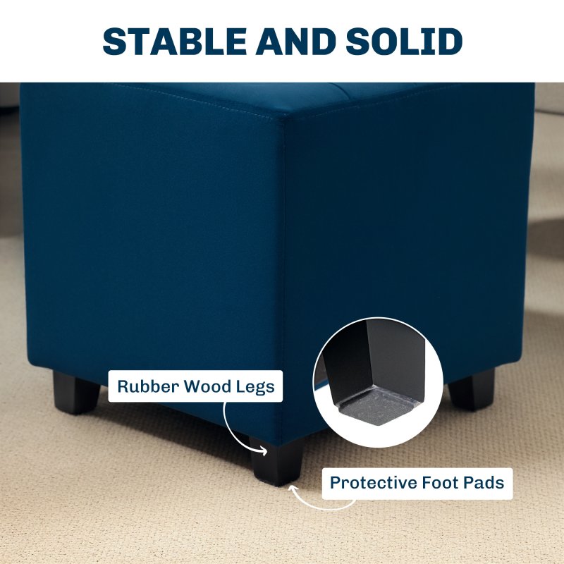 HOMCOM Small Footstool Ottoman, Velvet Footrest, Square Foot Stool with Rubber Wood Legs and Padded Seat for Living Room, Bedroom, Entryway, 35 x 35 x 35cm