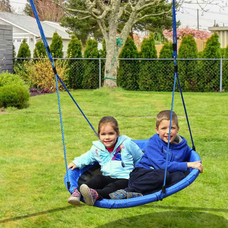 HOMCOM Kid Nest Swing Seat Saucer Tree Swing 40 Inch/100cm for Outdoor Indoor Blue